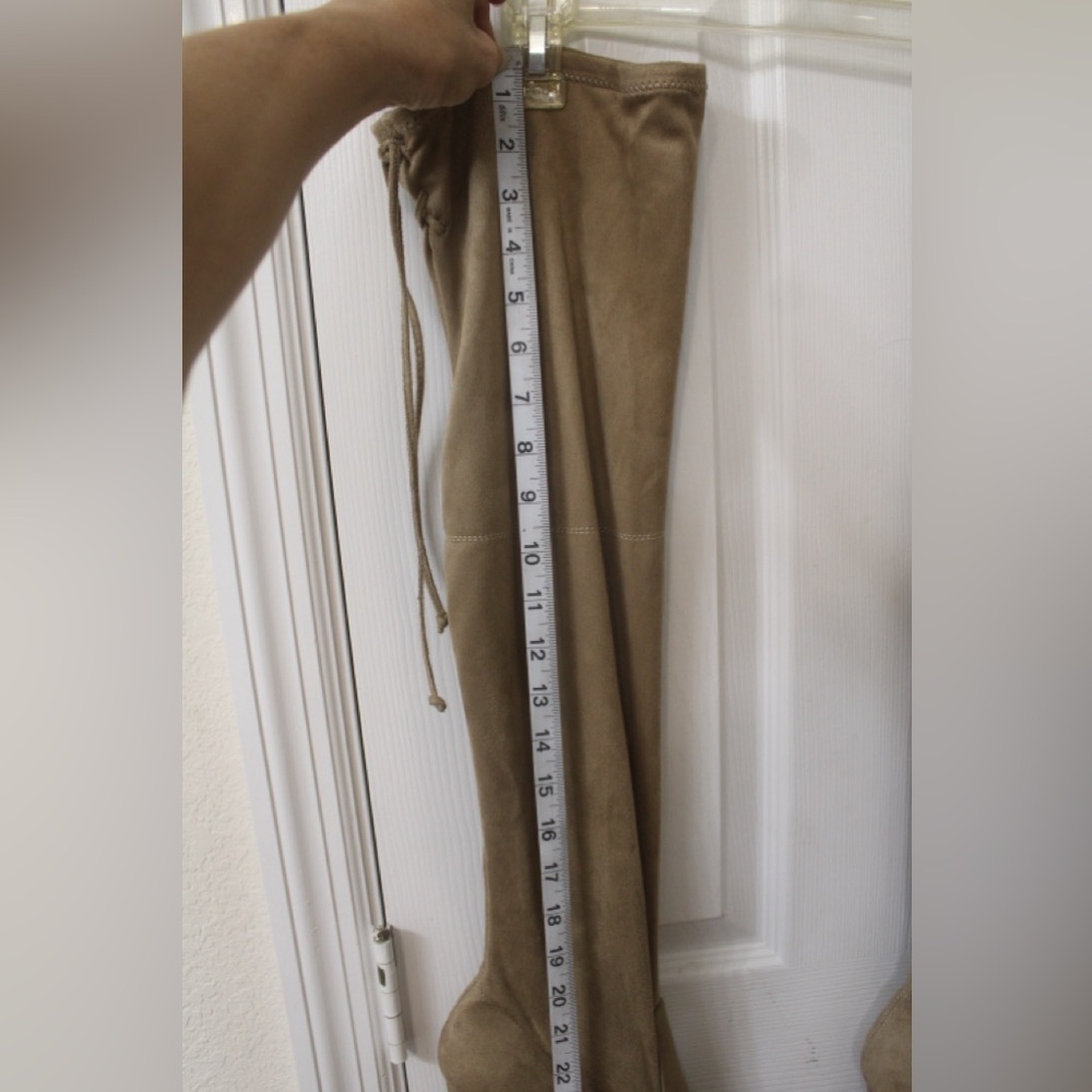 French Connection Size 11 Tan Faux Suede Over-the-Knee Boots w/4”Stiletto Heel - Picture 9 of 14